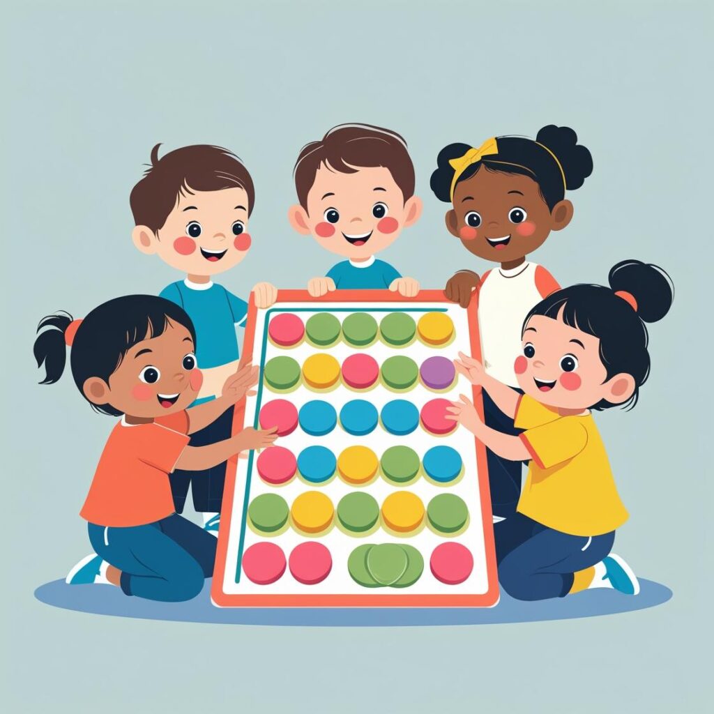 little children playing educational game