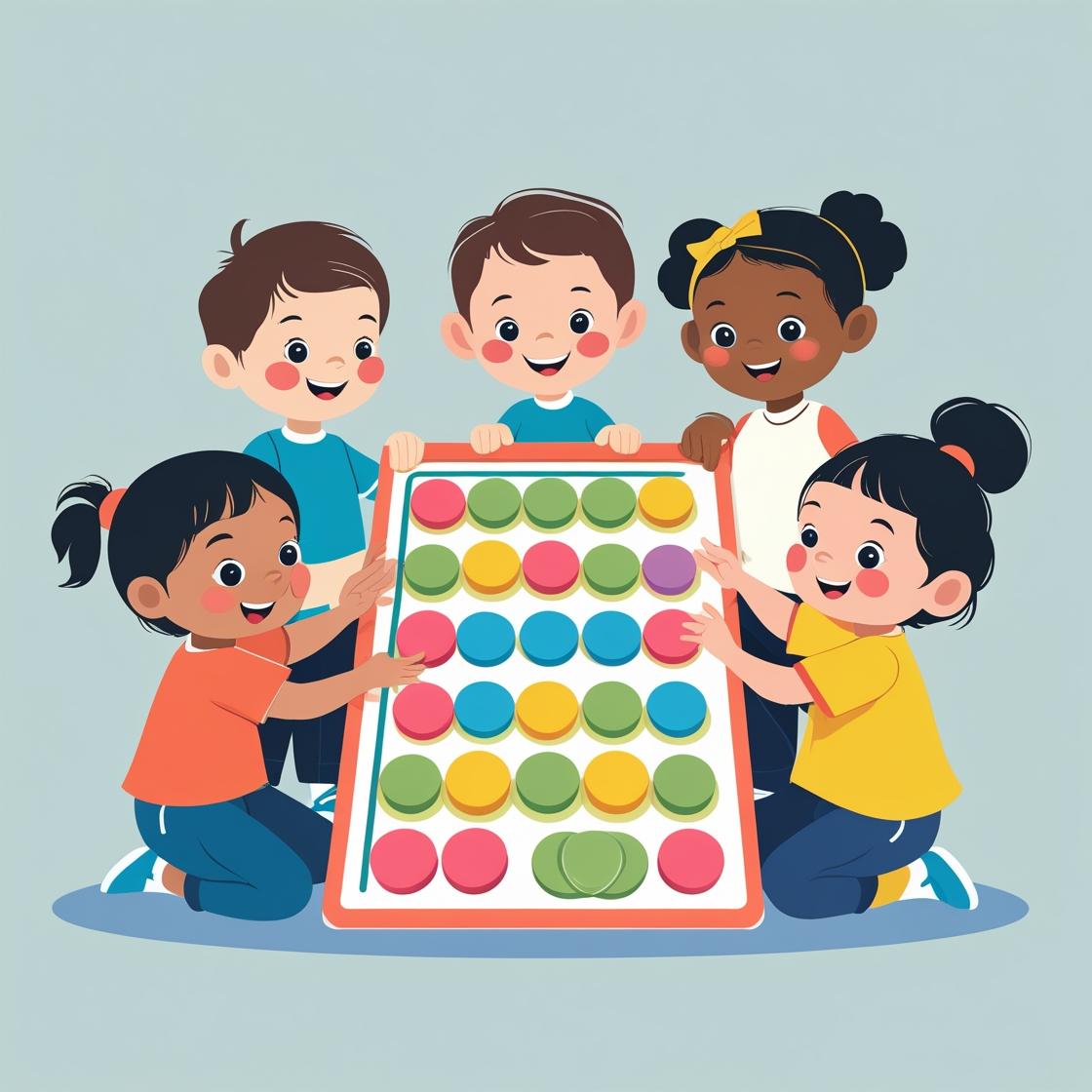 little children playing educational game