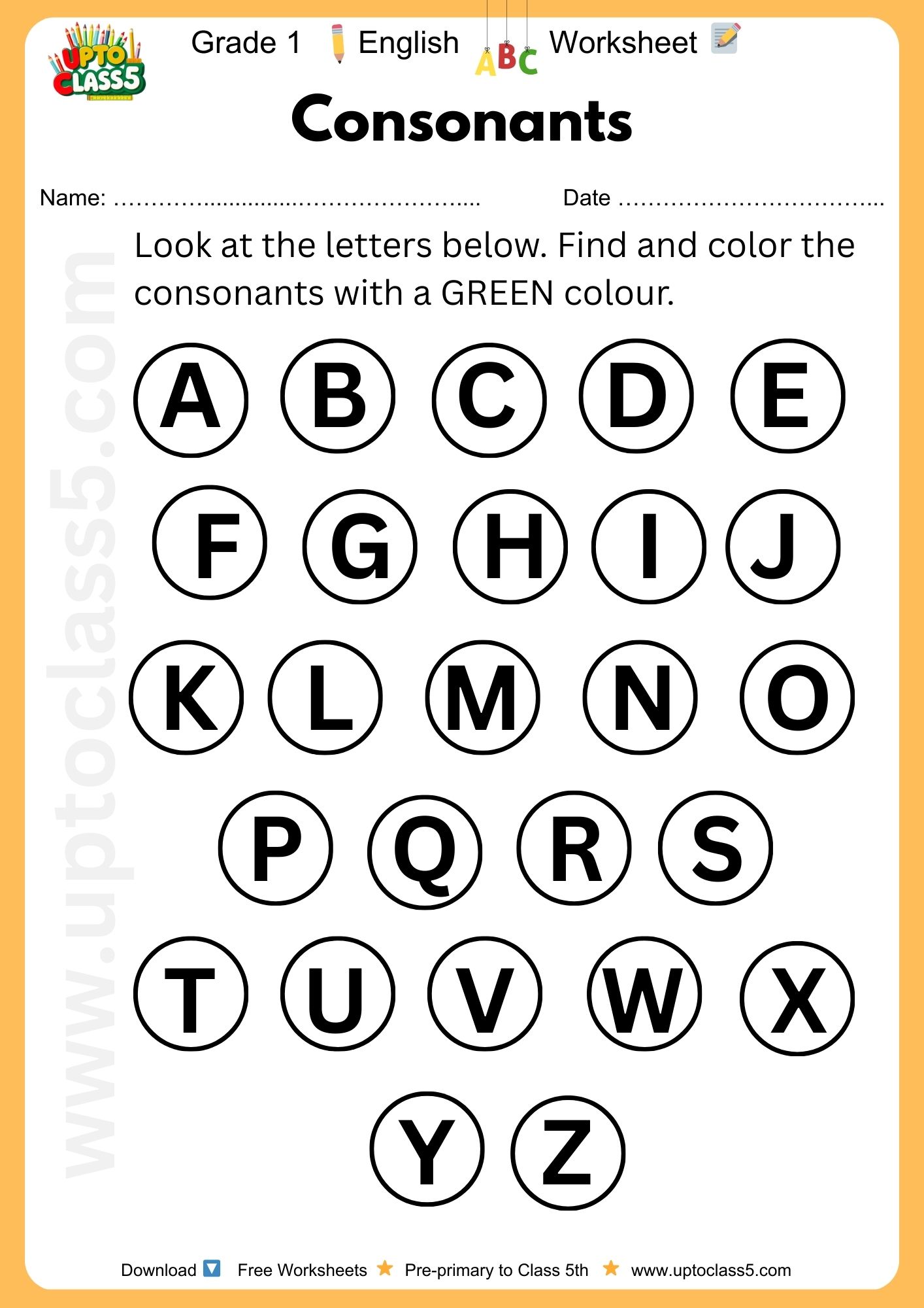 Grade 1 English - Worksheet #11