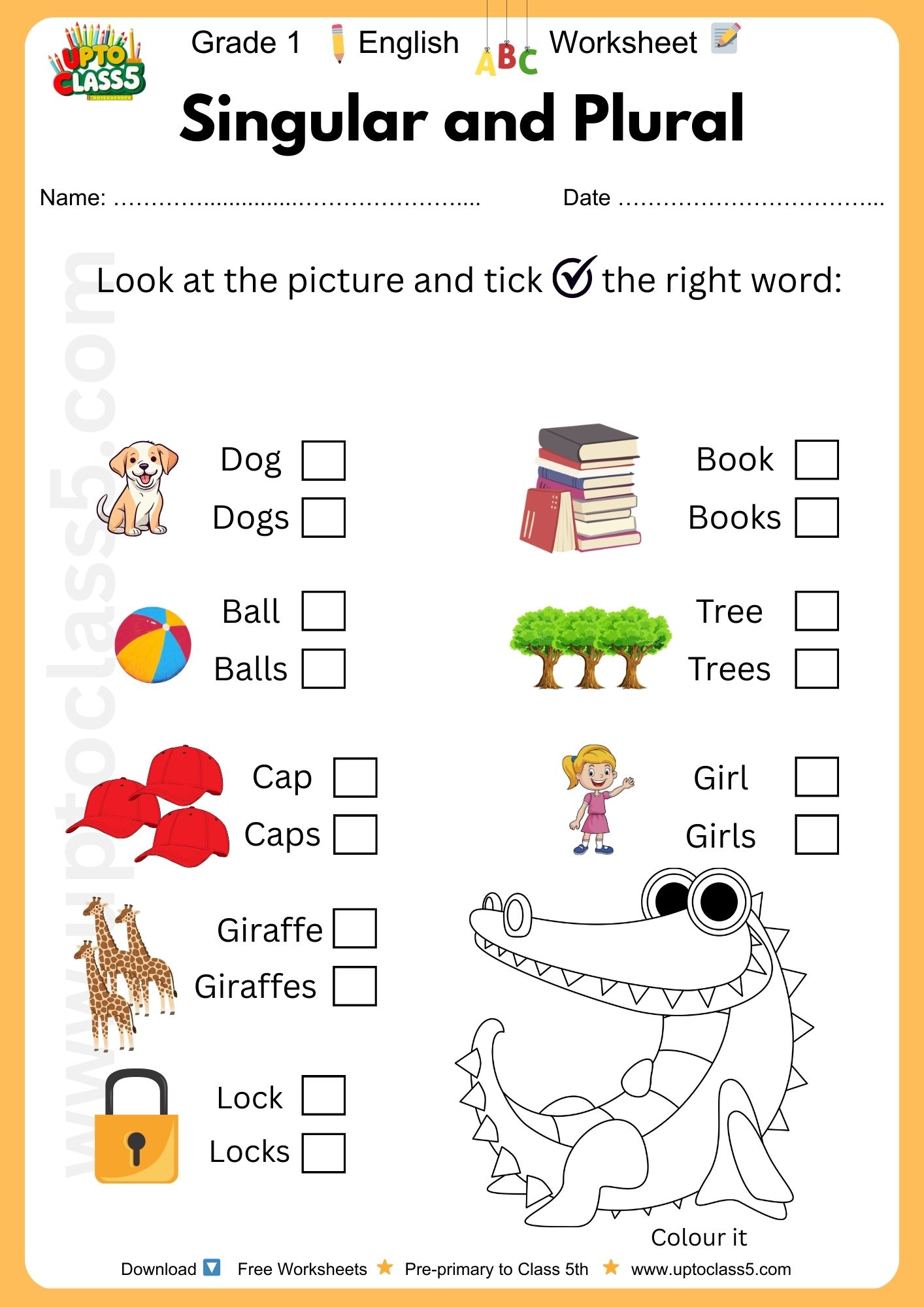 Grade 1 English - Worksheet #17