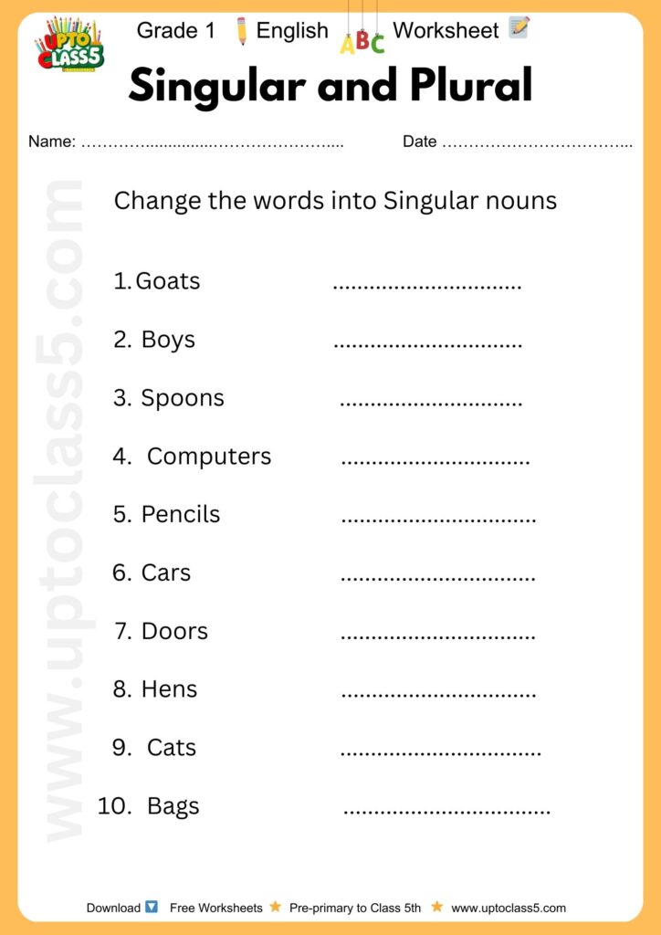 Grade 1 English - Worksheet #19