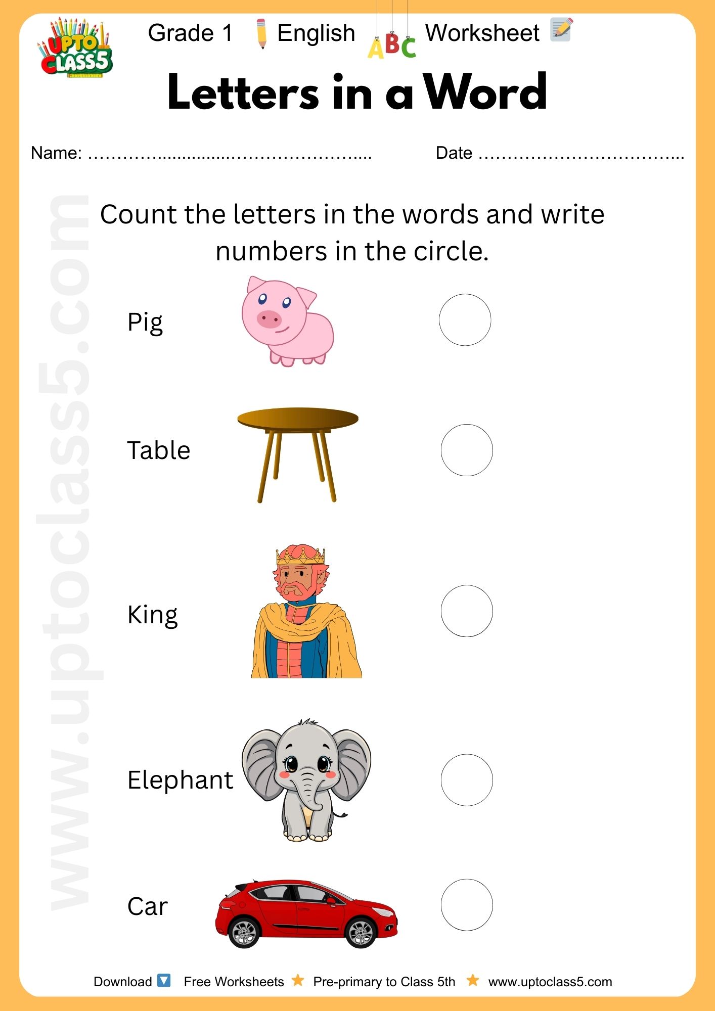 Grade 1 English - Worksheet #2