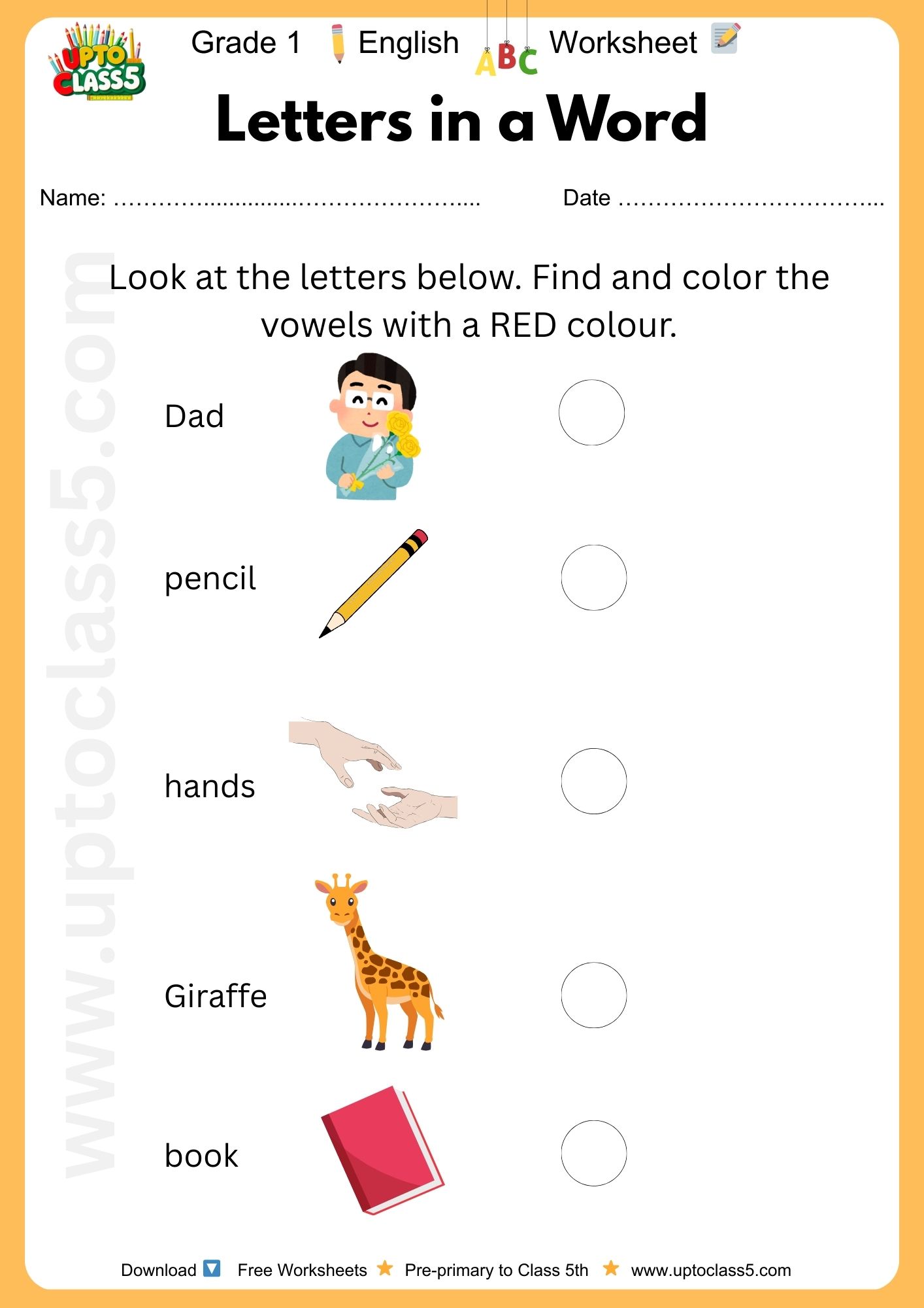 Grade 1 English - Worksheet #3