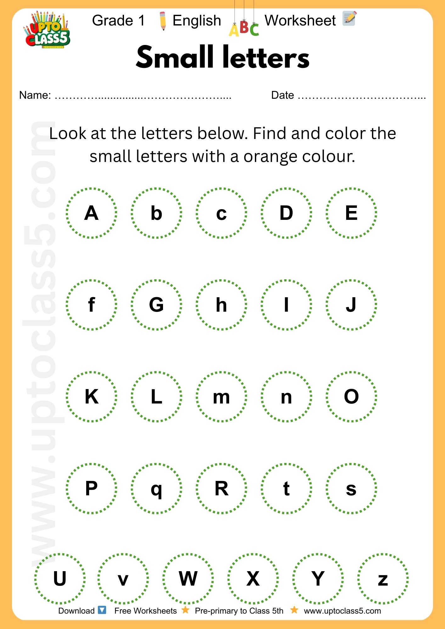 Grade 1 English - Worksheet #4