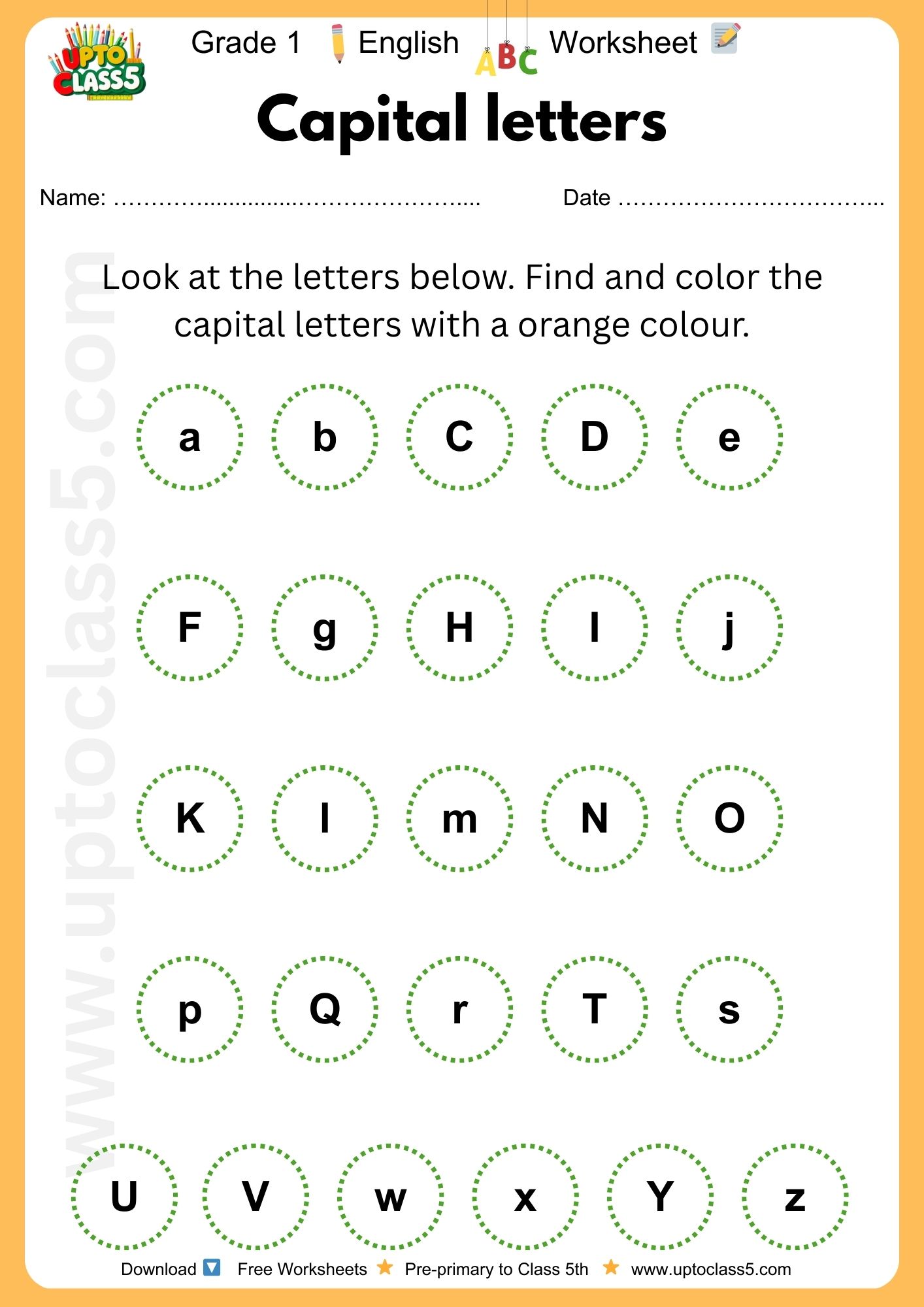 Grade 1 English - Worksheet #5