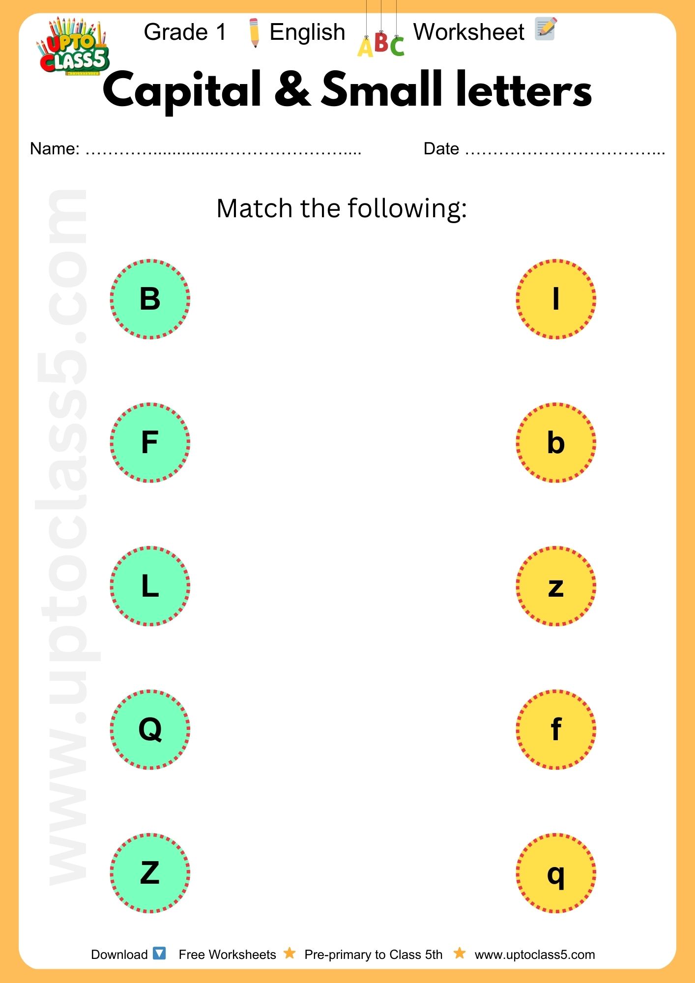 Grade 1 English - Worksheet #7