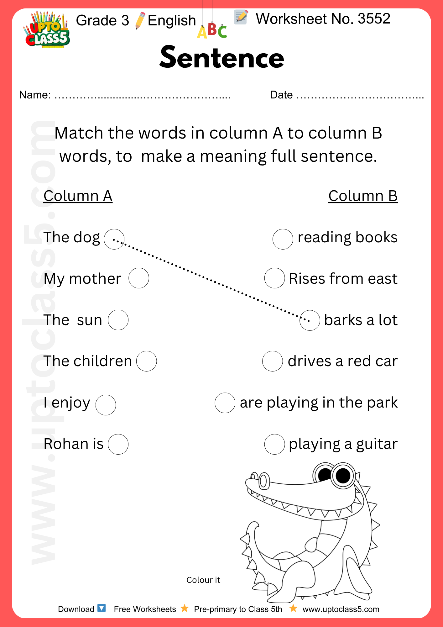Grade 3 English - Worksheet no. 3552