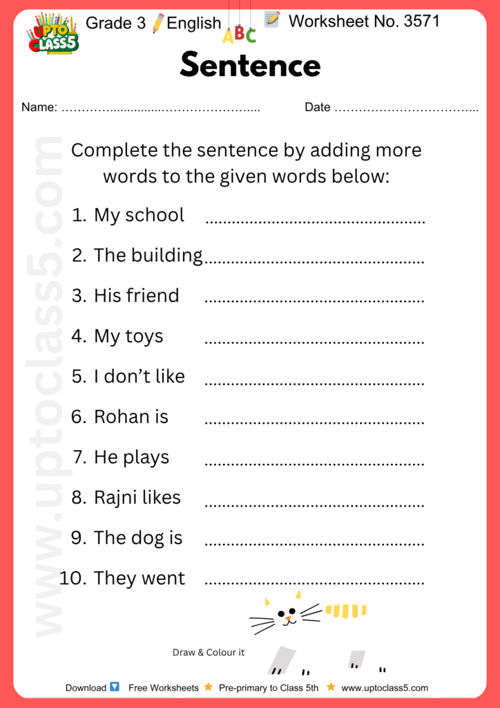 Grade 3 English - Worksheet no. 3571