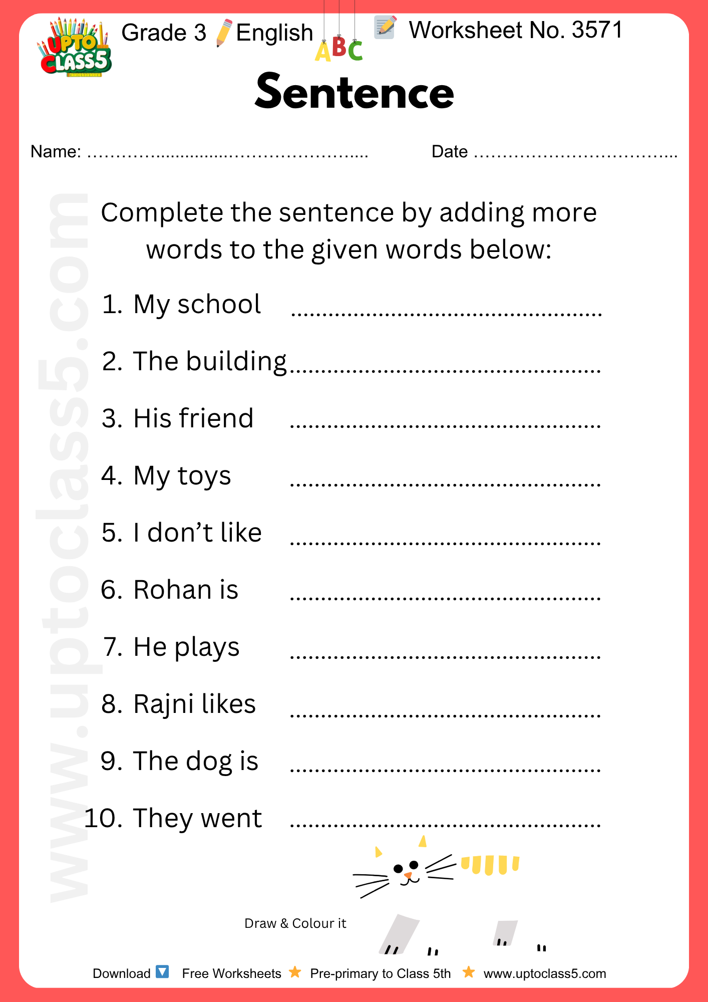 Grade 3 English - Worksheet no. 3571