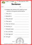 Grade 3 English - Worksheet no. 3579
