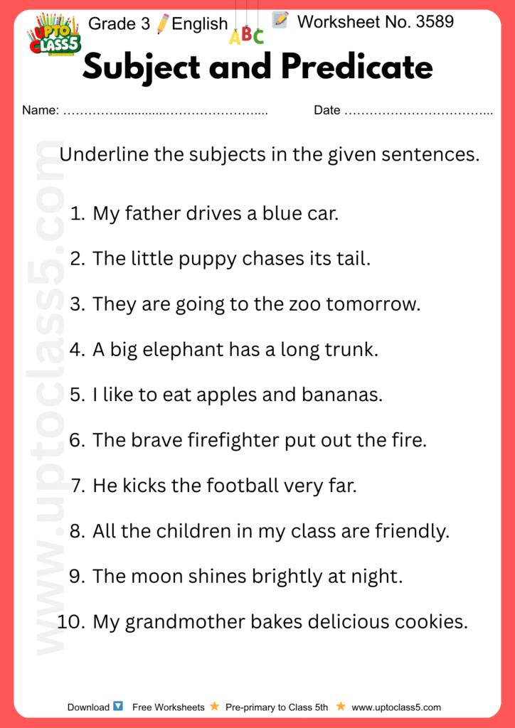 Grade 3 English - Worksheet no. 3589