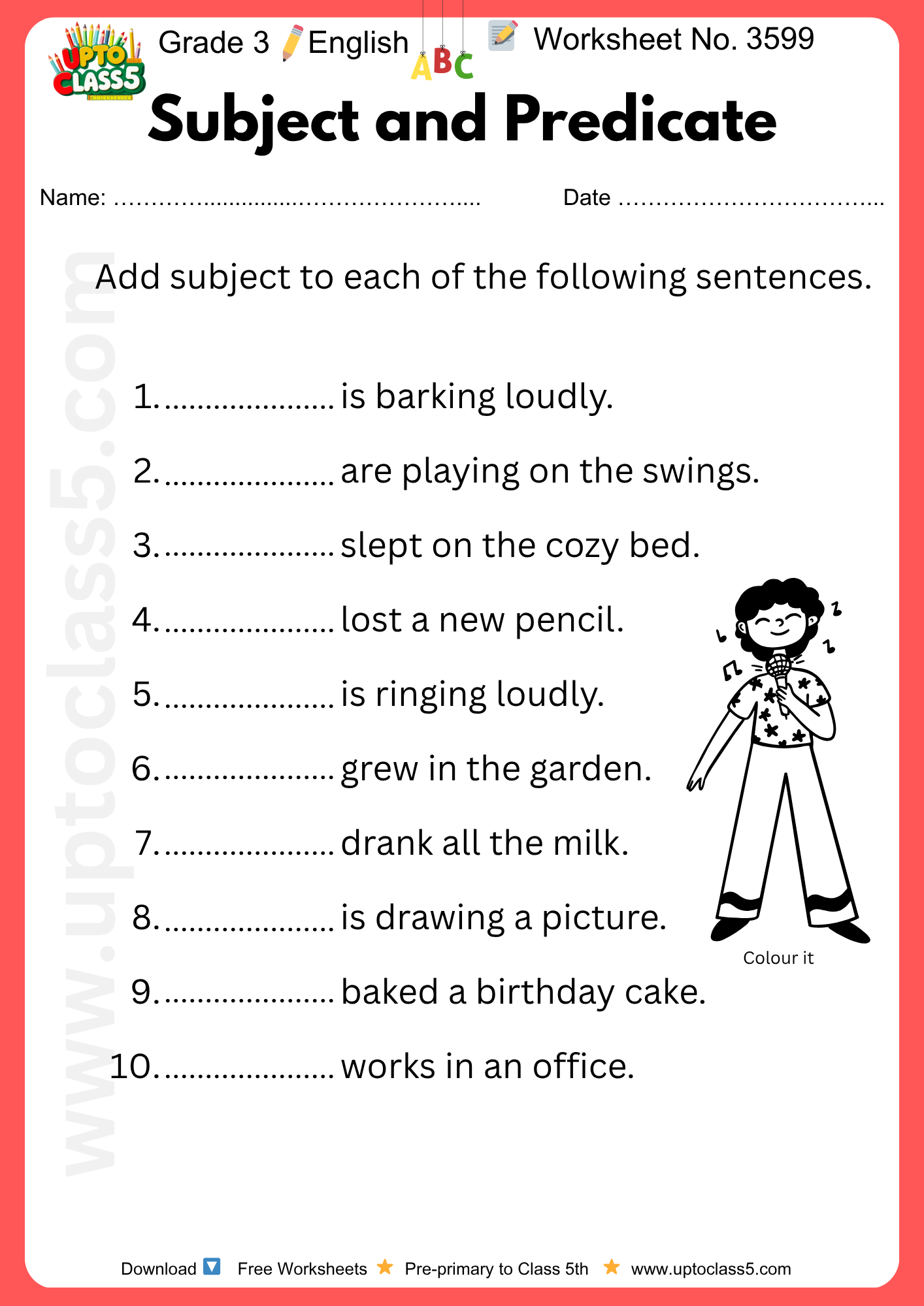 Grade 3 English - Worksheet no. 3599