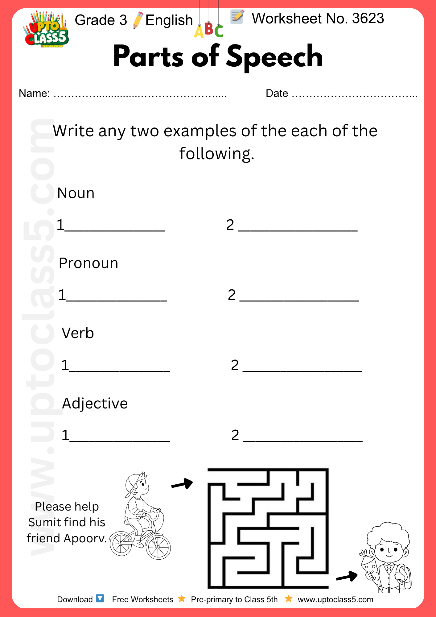 Grade 3 English - Worksheet no. 3623