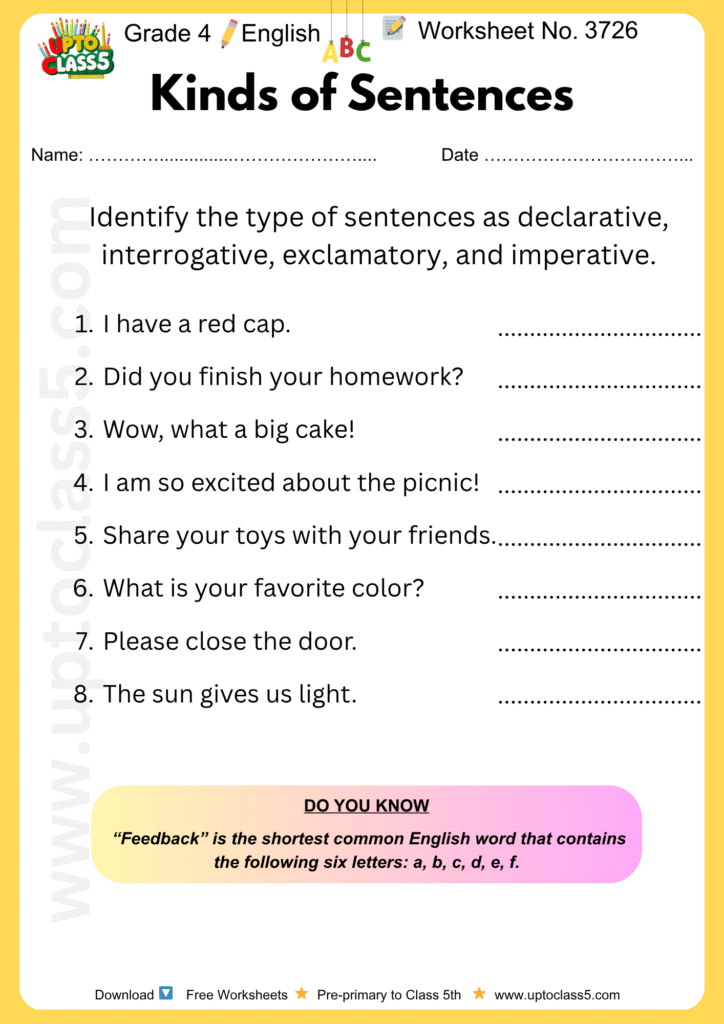 Grade 4 English Worksheet no. 3726