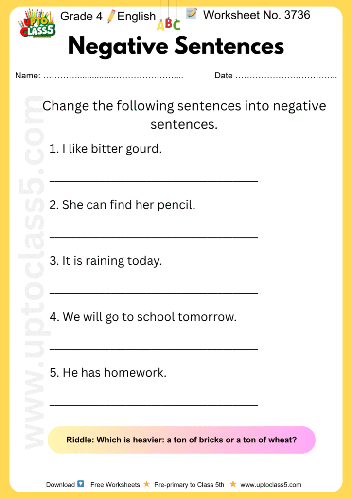 Grade 4 English Worksheet no. 3736