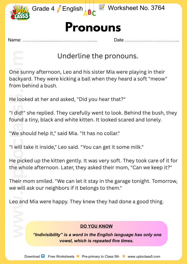 Grade 4 English Worksheet no. 3764