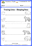 Pre-primary English Worksheets No 1534 -tracing horizontal lines