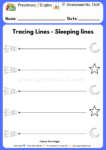 Preprimary English Worksheets No 1536 - tracing horizontal lines