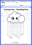 Preprimary English Worksheets No 1541 - tracing standing lines