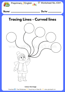 Pre-primary English Worksheets No 4341 Tracing curved lines