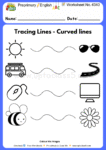 Pre-primary English Worksheets No 4340 - tracing curved lines