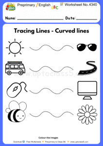 Pre-primary English Worksheets No 4340 - tracing curved lines