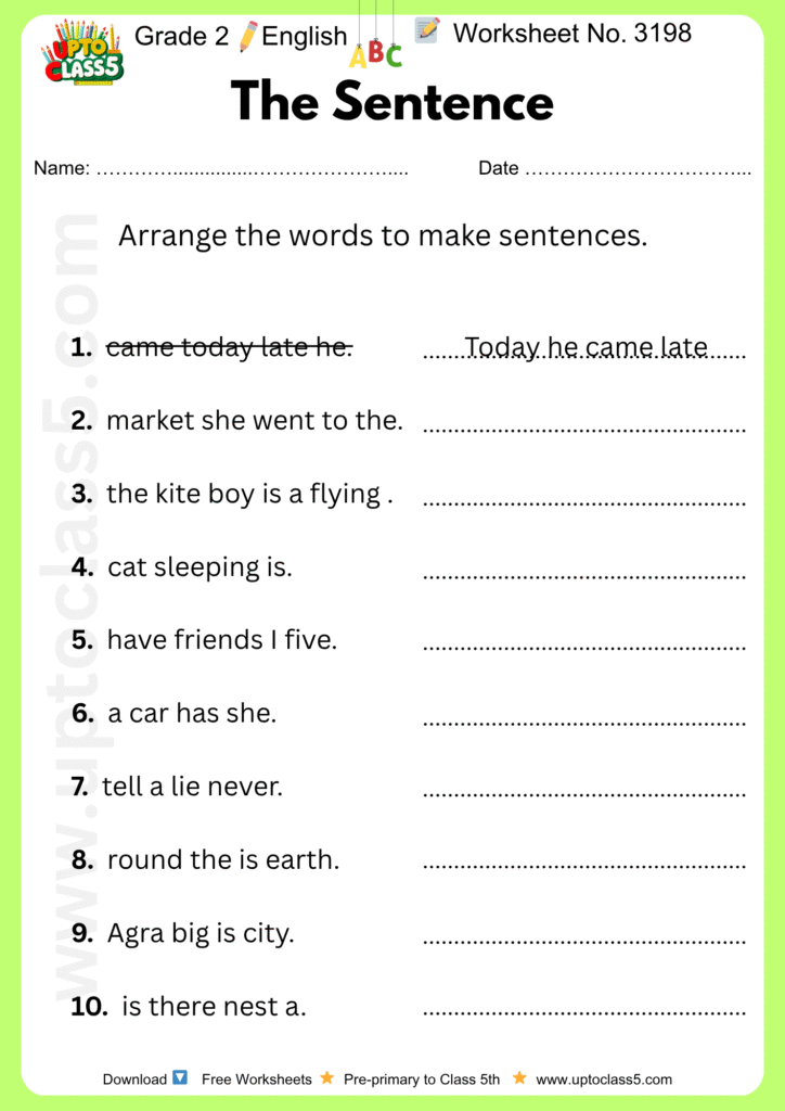Grade 2 English - Worksheet no. 3198