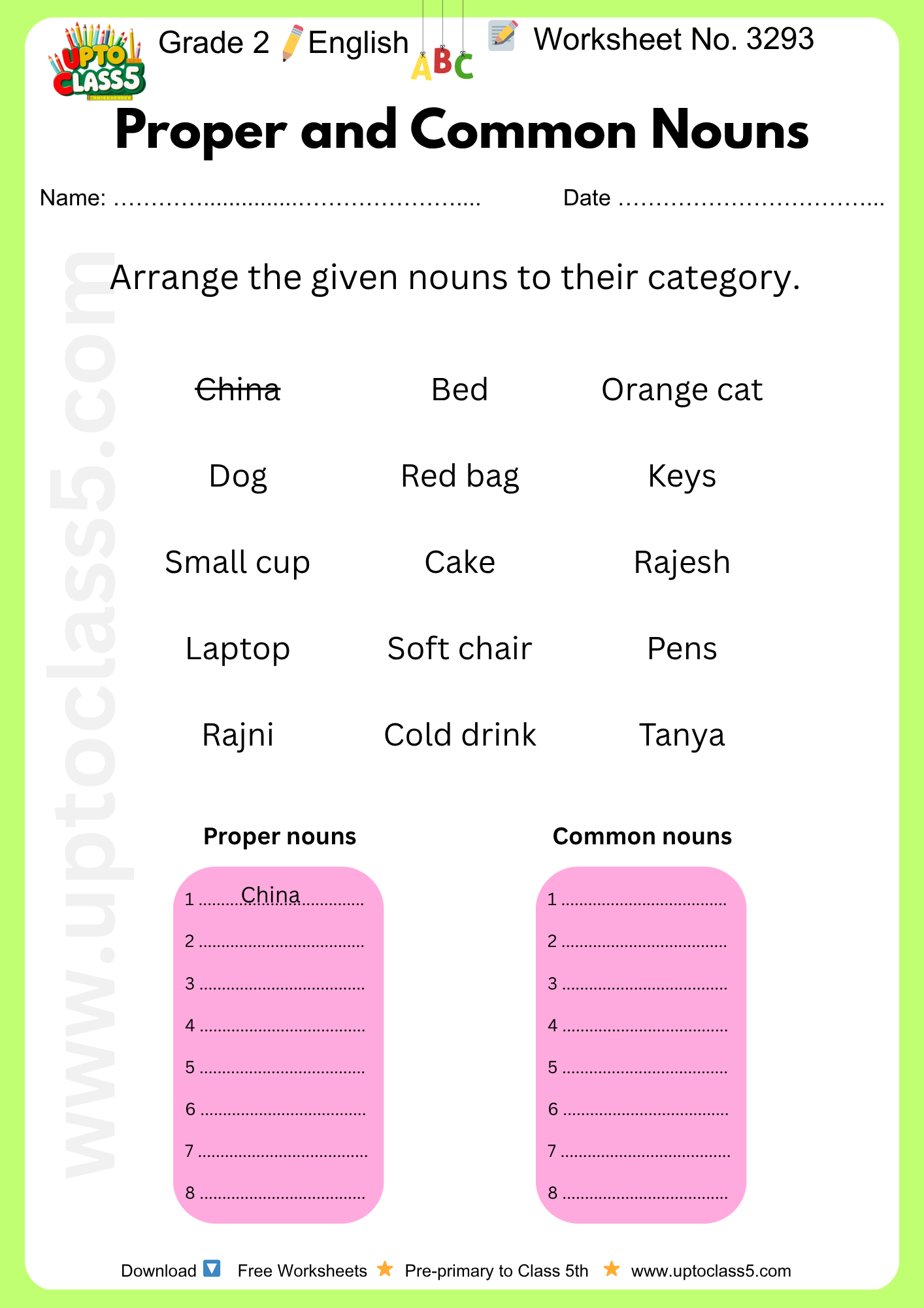 Grade 2 English - Worksheet no. 3293