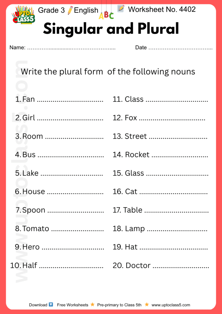 Grade 3 English - Worksheet no. 4402