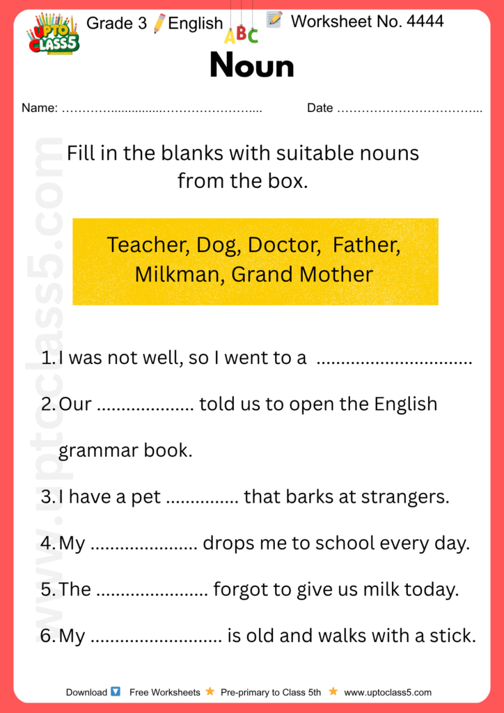 Grade 3 English - Worksheet no. 4444