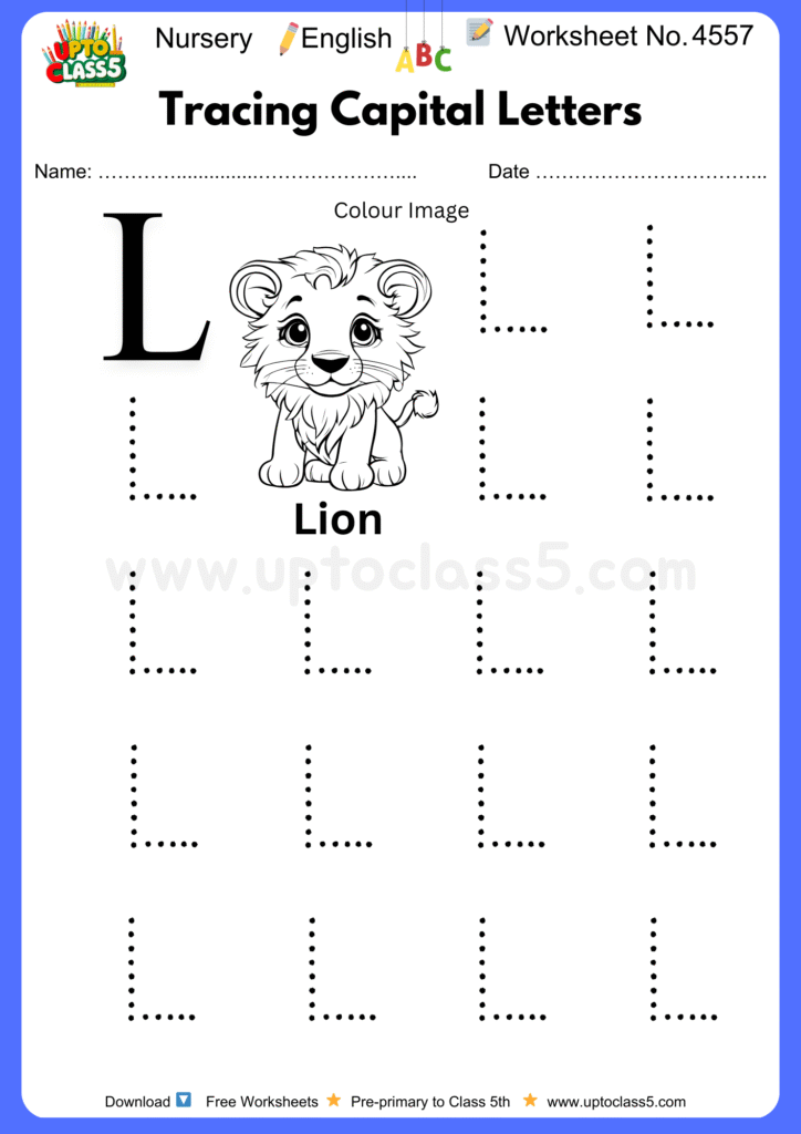 Nursery English Worksheet No 4557 - Tracing Capital Letters