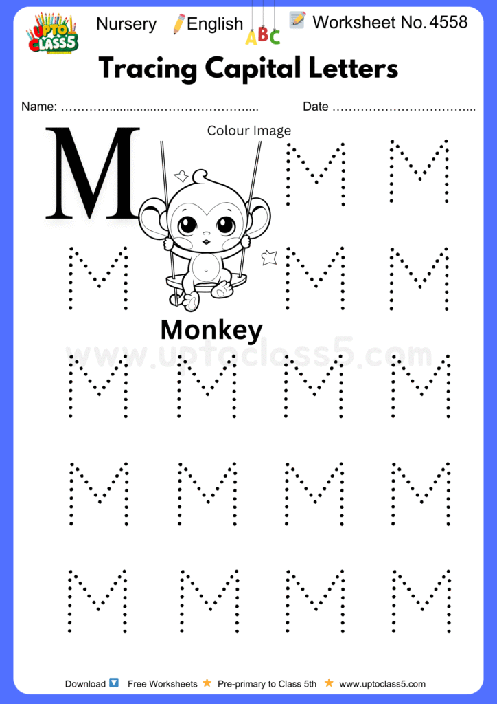 Nursery English Worksheet No 4558 - Tracing Capital Letters