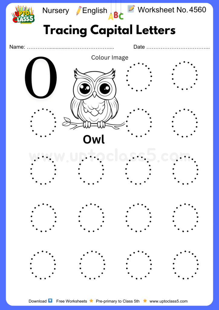 Nursery English Worksheet No 4560 - Tracing Capital Letters