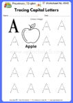 Pre-primary English Worksheet No 4546 - Tracing Capital Letters