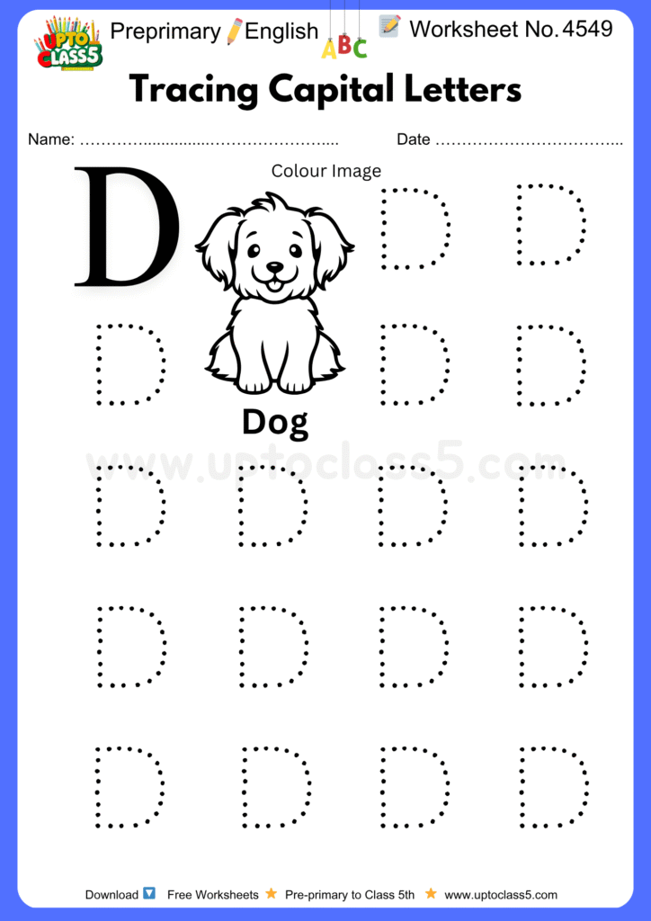 Pre-primary English Worksheet No 4549 - Tracing Capital Letters