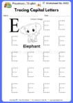 Pre-primary English Worksheet No 4550 - Tracing Capital Letters