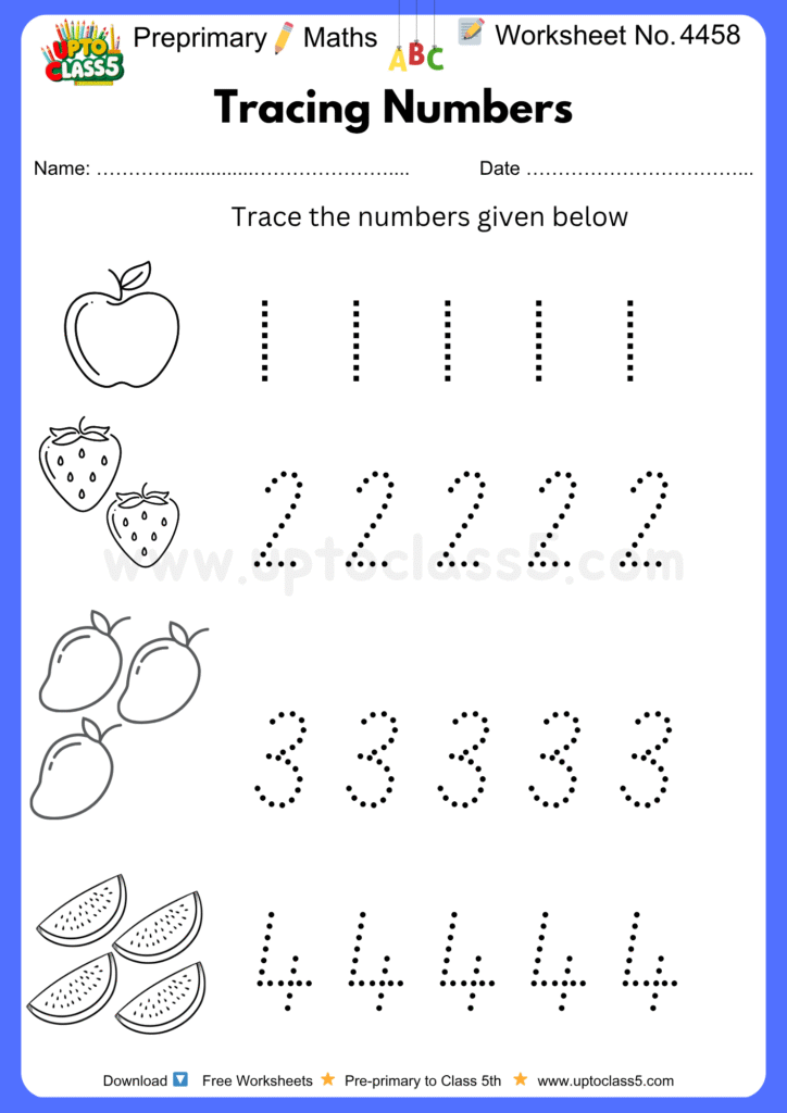 Pre-primary Maths Worksheet No 4458