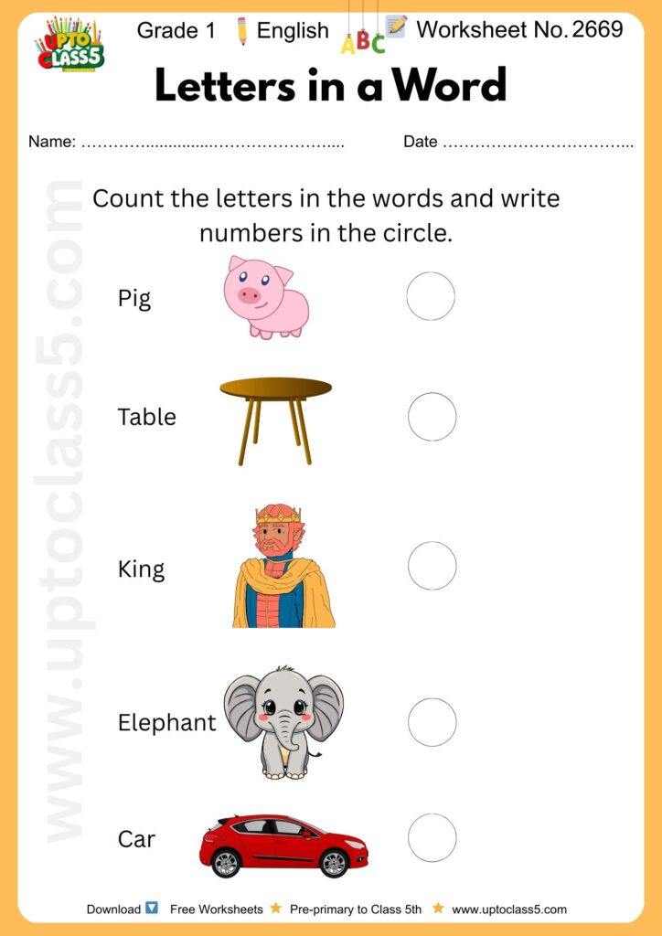 Grade 1 English Worksheet No 2669