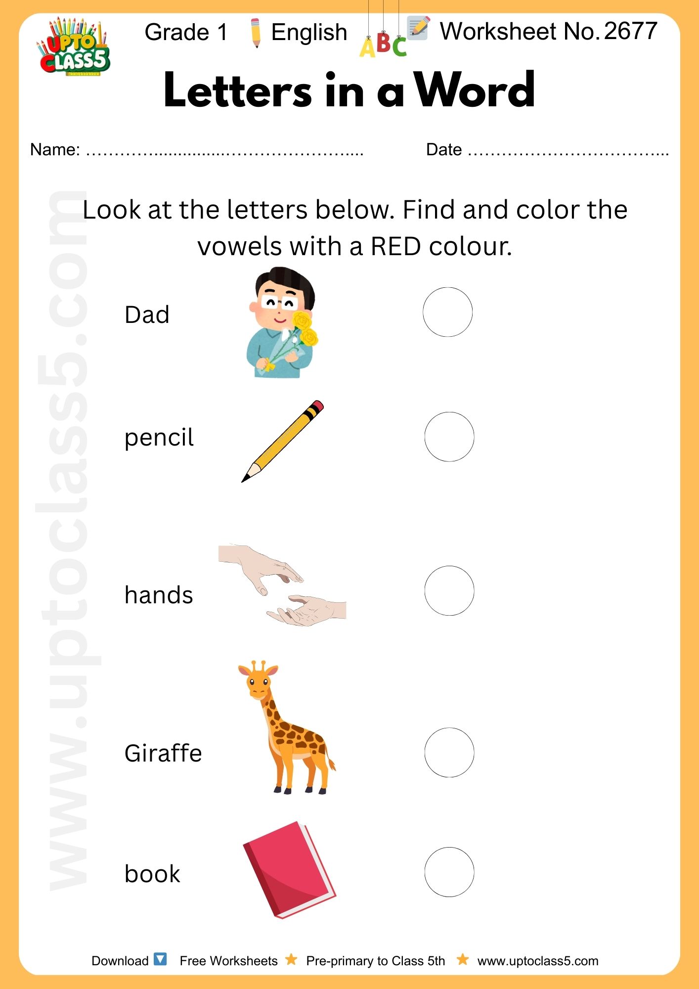 Grade 1 English Worksheet No 2677