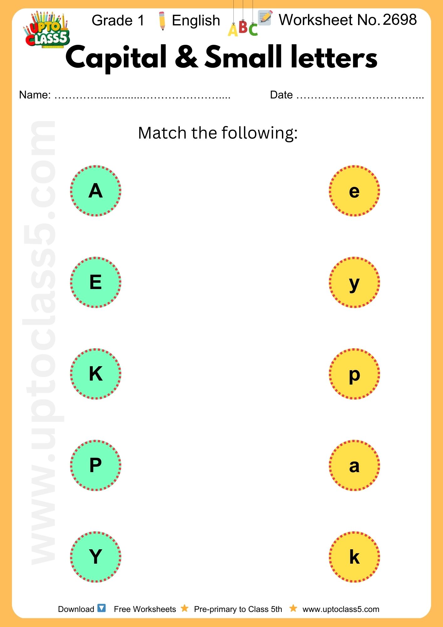 Grade 1 English Worksheet No 2698
