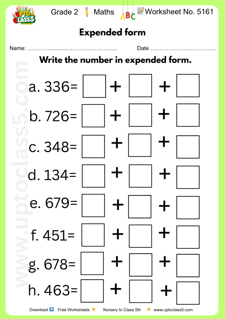 Grade 2 Maths Worksheet No 5161