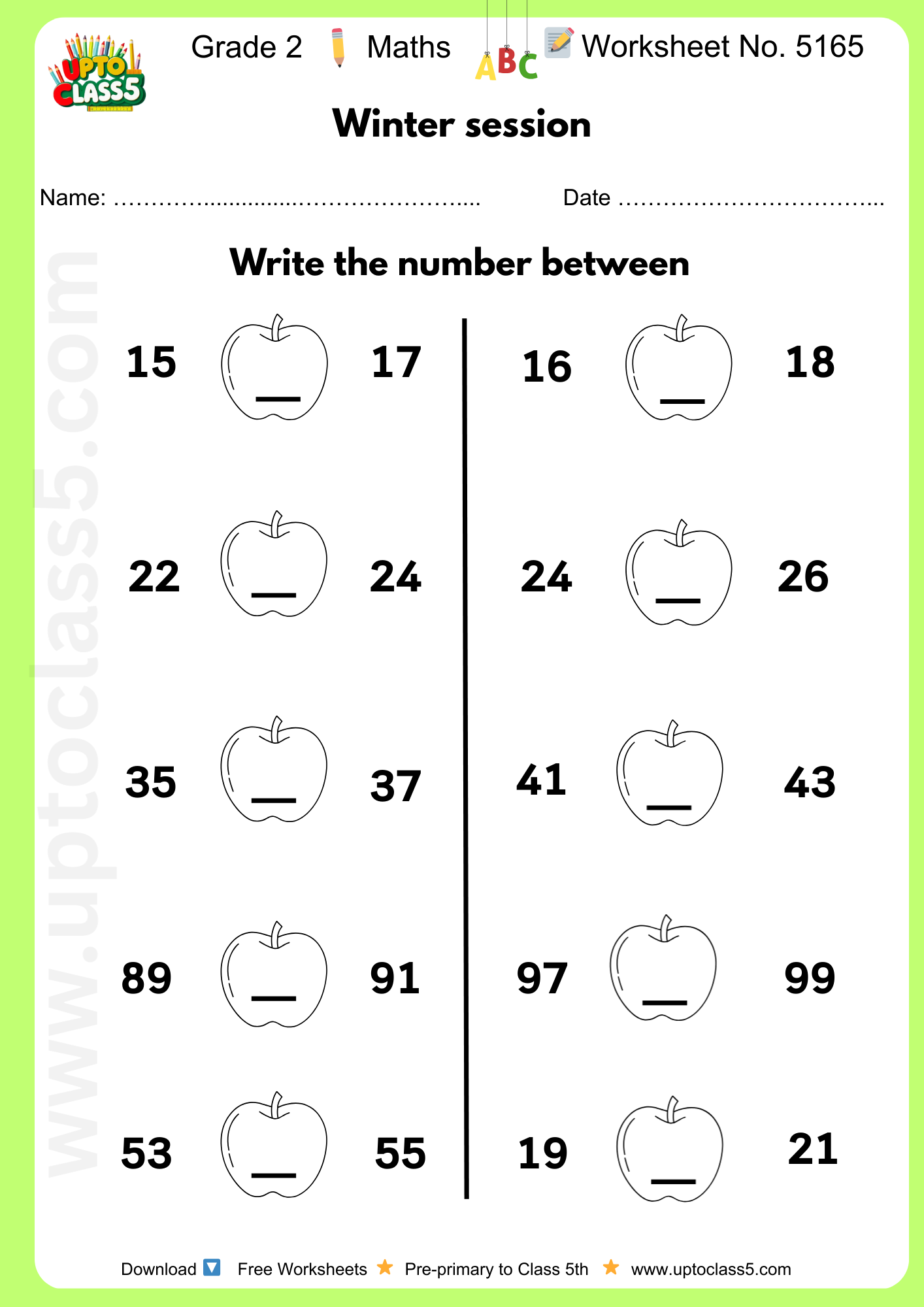Grade 2 Maths Worksheet No 5165