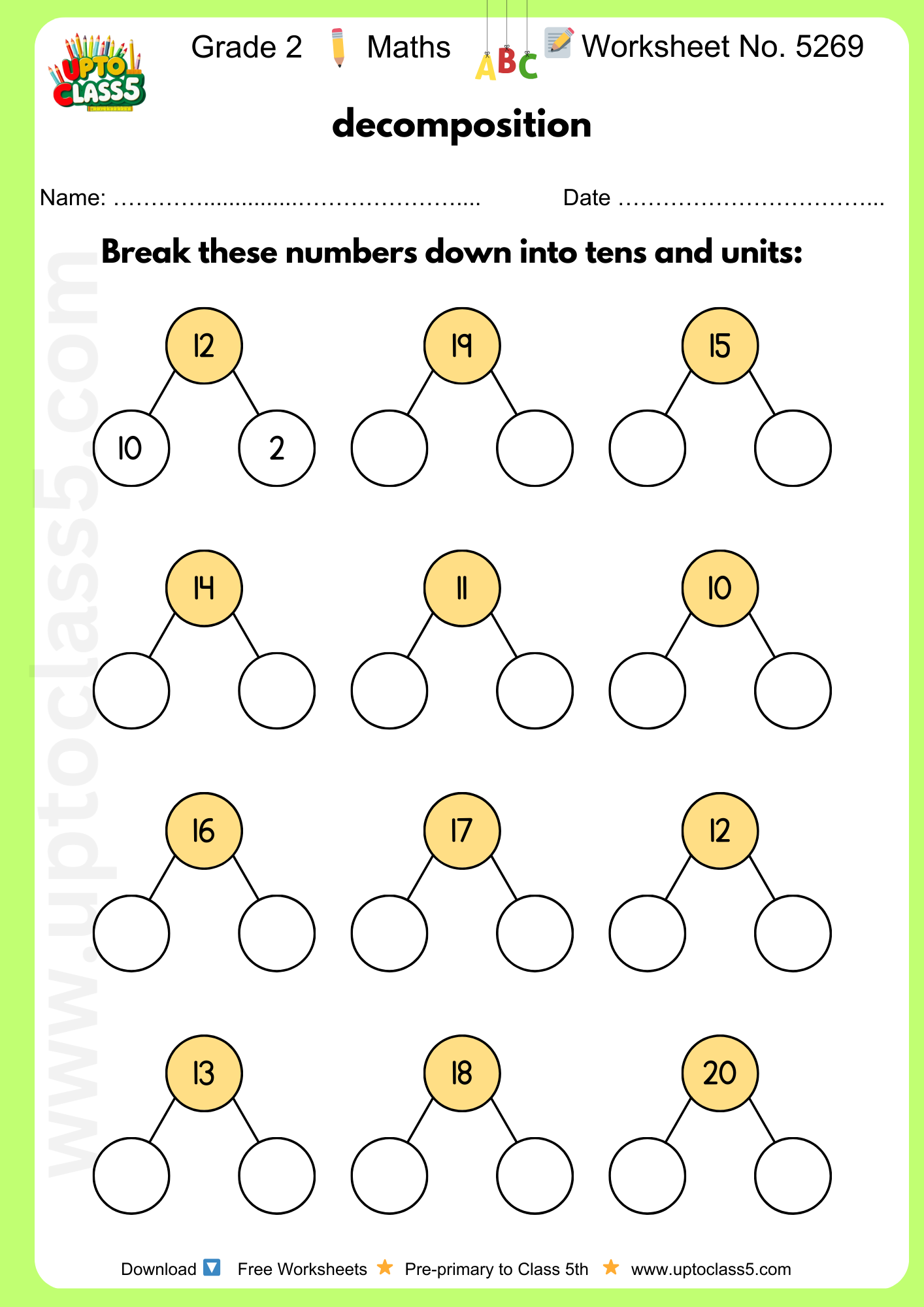 Grade 2 Maths Worksheet No. 5269