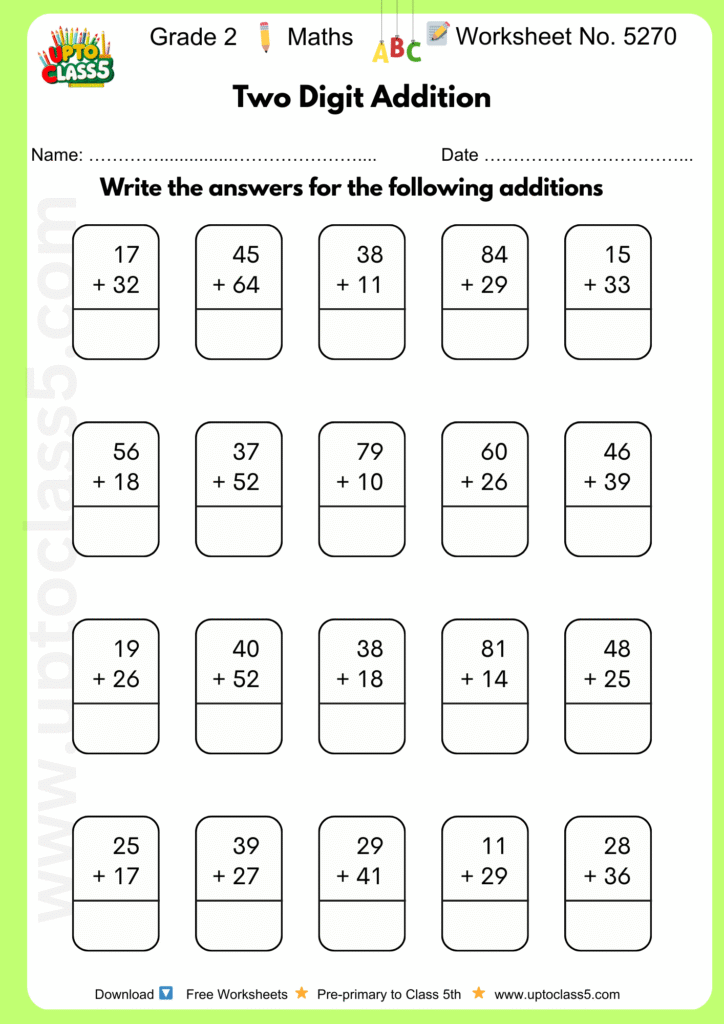 Grade 2 Maths Worksheet No. 5270
