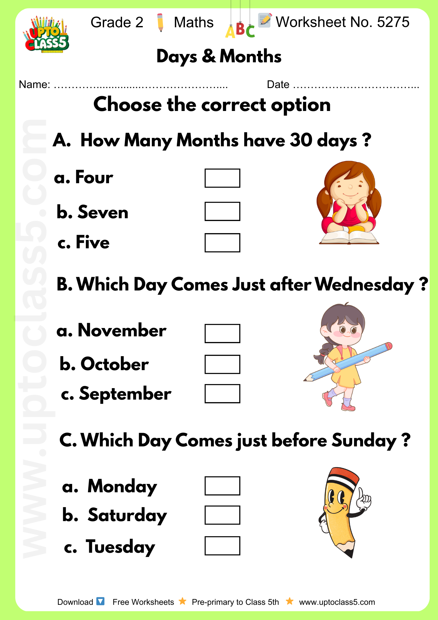 Grade 2 Maths Worksheet No. 5275