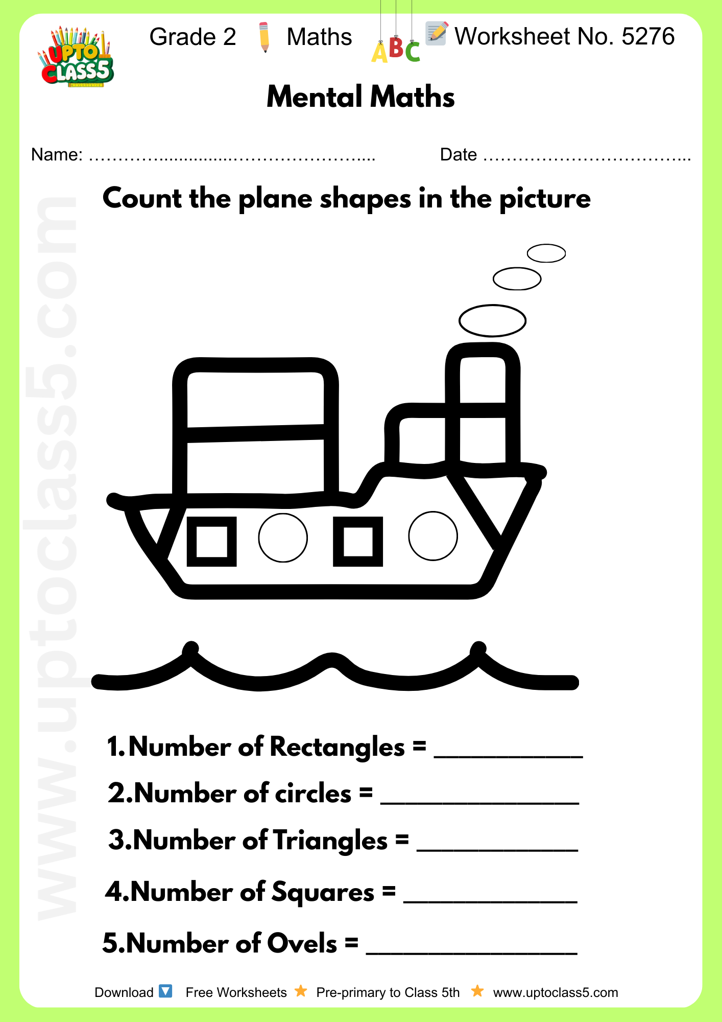 Grade 2 Maths Worksheet No. 5276