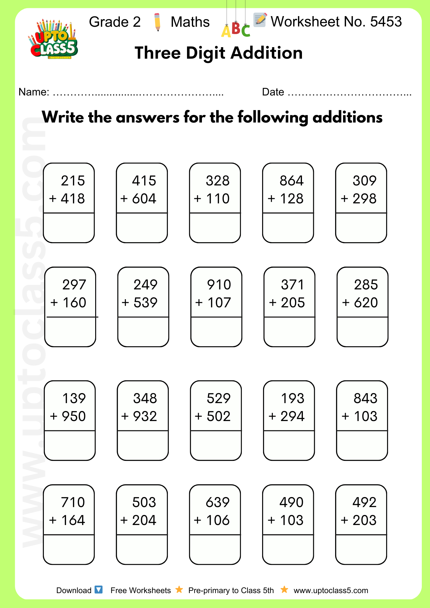 Grade 2 Worksheet No. 5453