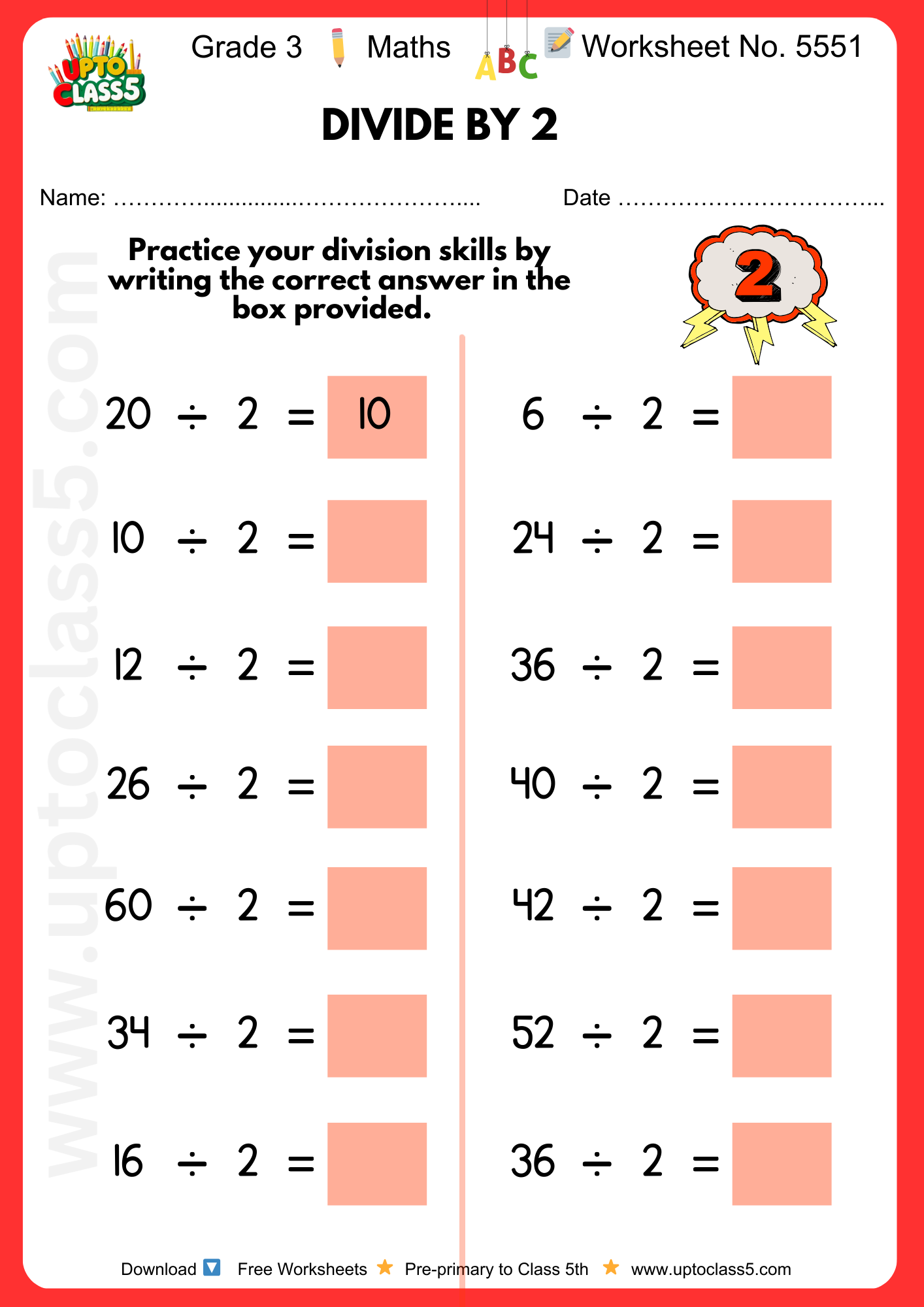 Grade 3 Maths Worksheet No 5551