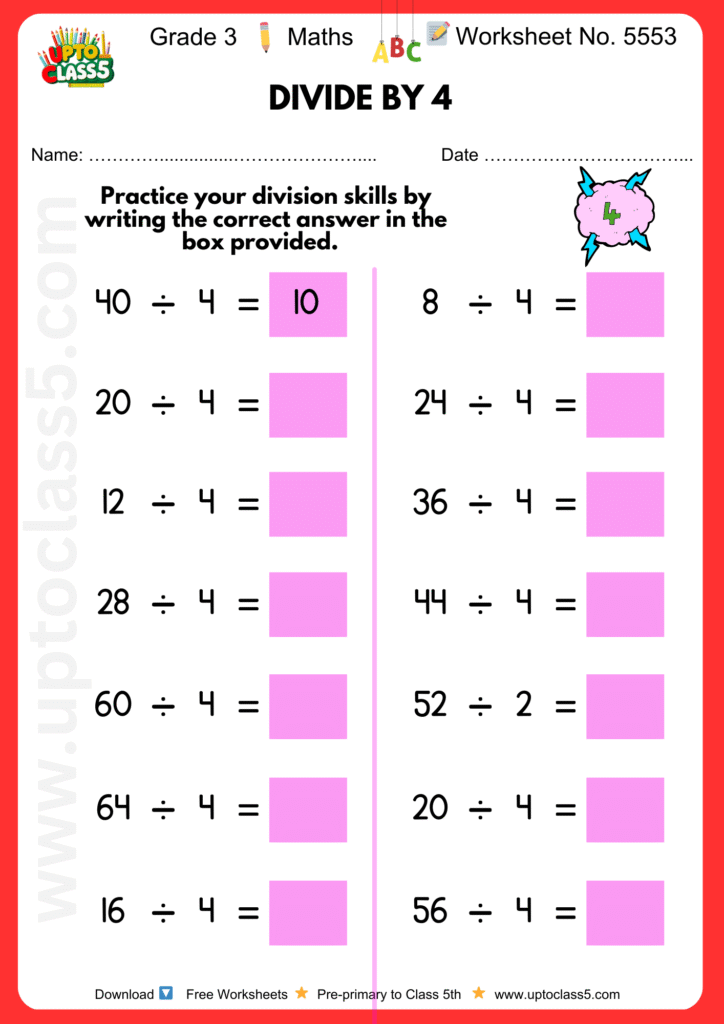 Grade 3 Maths Worksheet No 5553