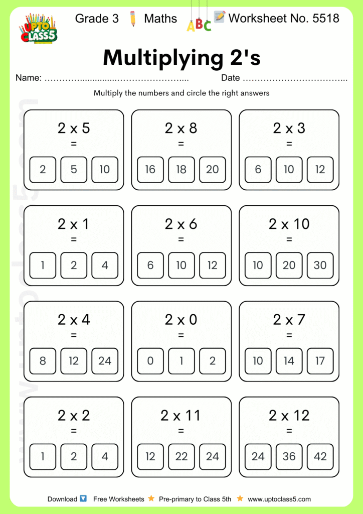 Grade 3 Maths Worksheet No. 5518